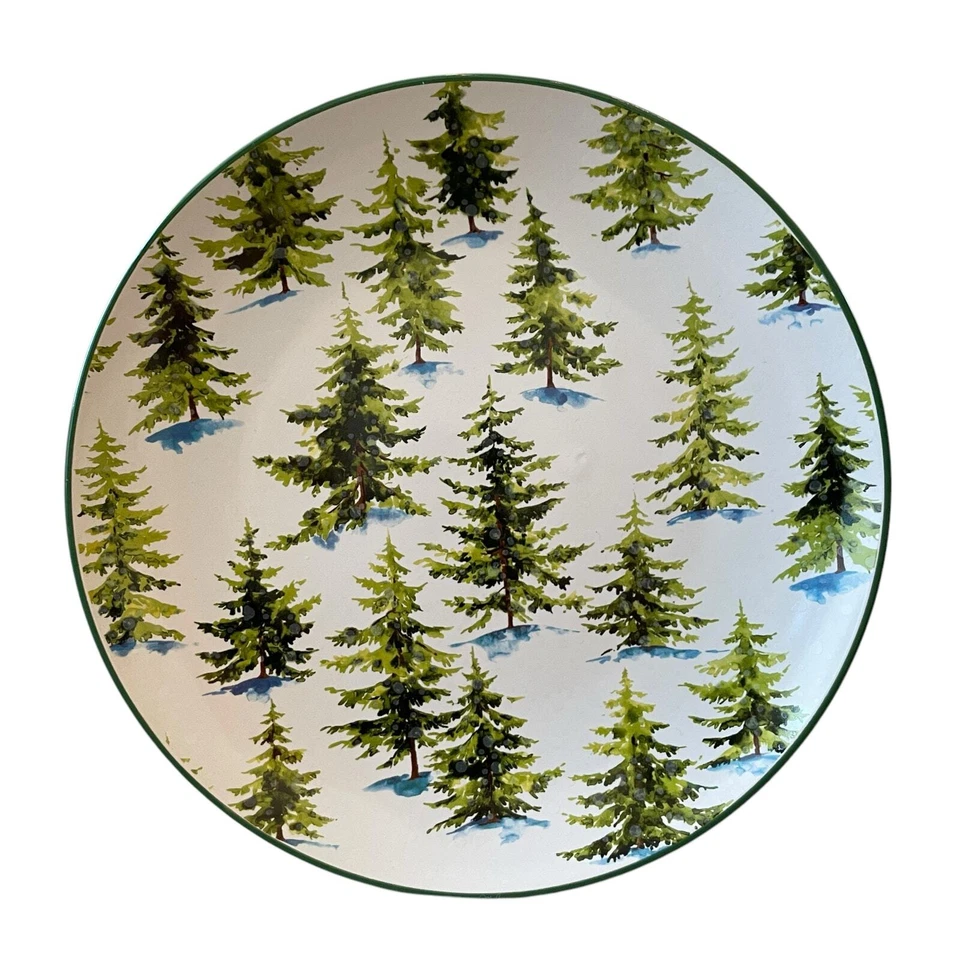 Juego de 2 platos de cena de pino de Navidad de 10,5 pulgadas de cerámica de Global Design nuevos Foto 2 de 4
