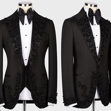 Men's Banquets Beading Jacket Peaked Lapel Party Red Carpets Groom Best Tuxedos