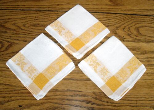 Pañuelos a cuadros amarillos y blancos vintage ~ Juego de 3 ~