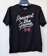 Under Armour Black loose heat gear t-shirt Respect the Game Basketball YLG Large