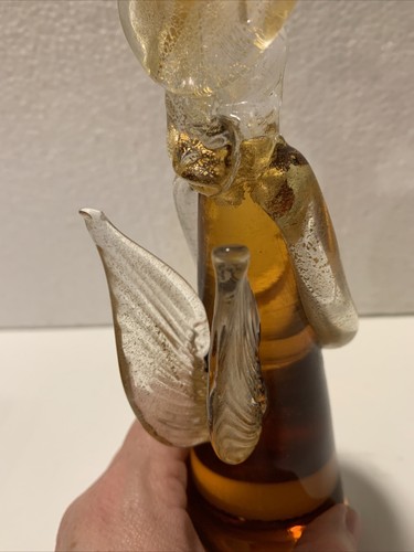 Murano Art Glass Amber & Gold Angel Figurine 8 1/2” Tall x 2 1/4" Widest W/ Tag - Picture 10 of 10