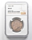1964 Kennedy Half Dollar MS64 NGC Beautifully Toned *8602
