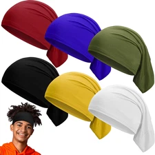 6 Pieces Dreadlock Bands Sleep Shower Cap for Men Unisex Spandex Long Head Tube 
