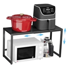 Expandable 110 LBS Heavy Duty Storage Shelves,Metal Shelving Unit 1 Tier Black