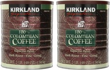Kirkland Signature 100 Colombian Ground Coffee, Dark Roast, 3 lbs 2 Pack
