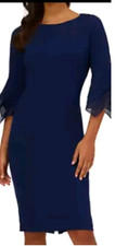 Adrianna Papell women's boat neck sleeve dress navy