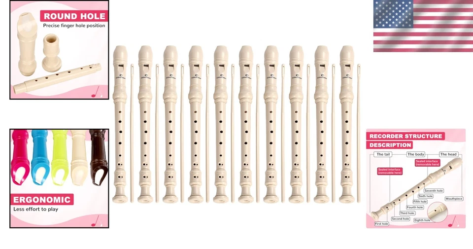 10Pc Descant Recorder Set for Children - German Fingering - Image 2 of 4