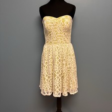 Guess Womens 8 Strapless Lace Dress Mini Fit/Flare Lined Sweetheart Coquette
