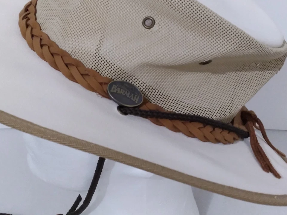 Sombrero drover de lona Barmah 1057BE beige mediano M Australian Outback nuevo sin etiquetas Foto 2 de 4