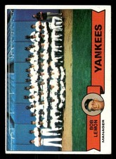 1979 Topps Burger King Baseball Card #1 New York Yankees Team, Bob Lemon