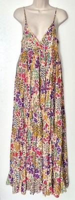Akualani Cotton Maxi Dress Beautiful Floral Print Flowy Feminine Size M