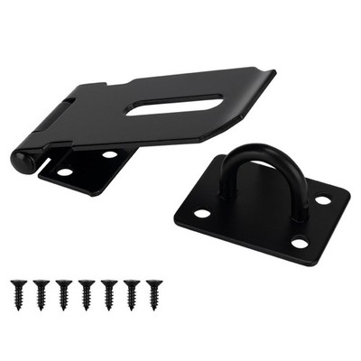 3 Inch Door Hasp Stainless Steel Hasp Latch, Heavy Duty Black Padlock for Fence