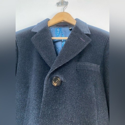 Ted Baker Endurance Wool Cashmere Blend long overcoat Size 40R Charcoal - Picture 9 of 16