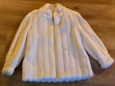 VINTAGE Pristine Cond. Women’s White Faux Fur Satin Lined Jacket MADE IN THE USA