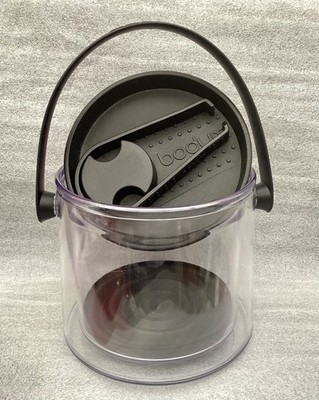 Bodum doppelwandig transparent schwarz Thermo Eiskübel Silikon Deckel & Zange UVP 49£