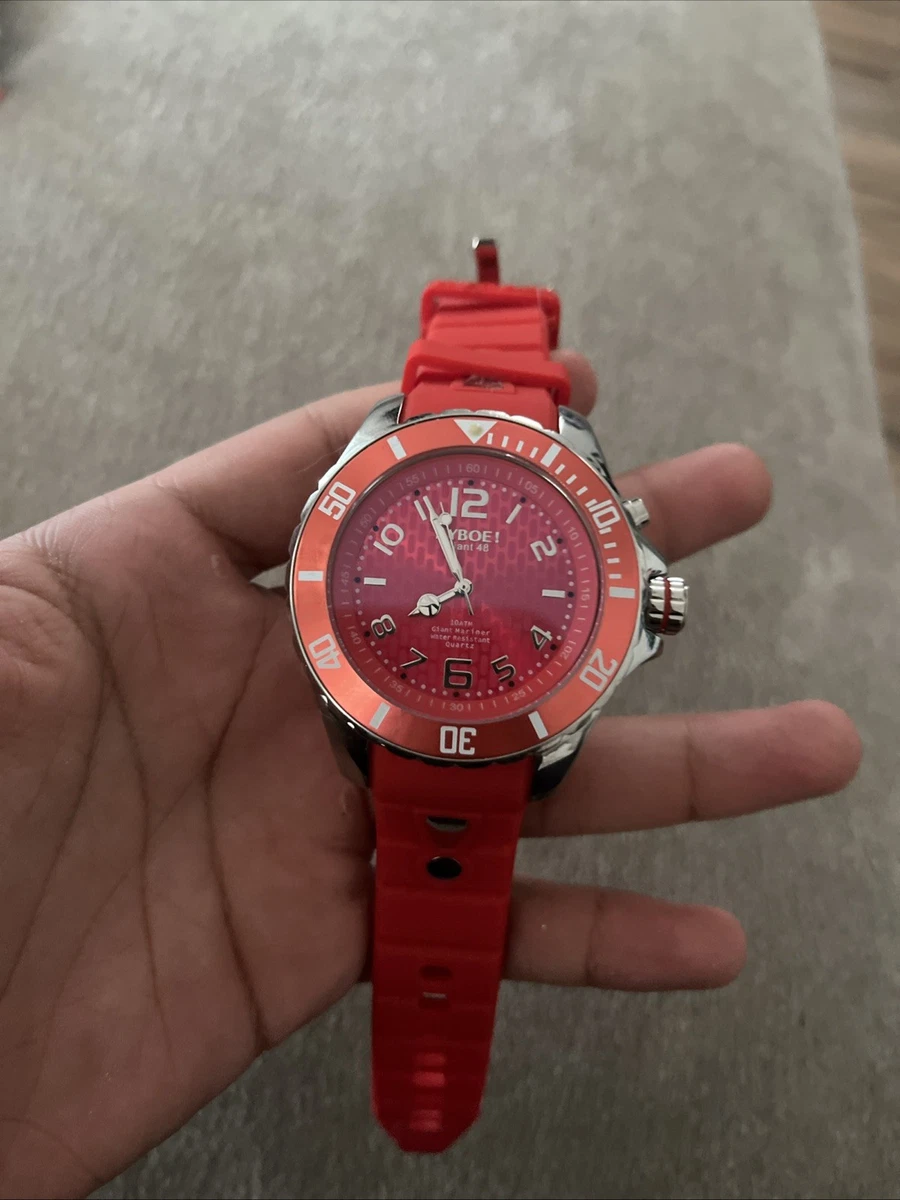 KYBOE silver watch silicone band 40 mm pale red color Unisex KYBOE! Power Stainless Steel Quartz Watch with Jamaica | Ubuy main image 2