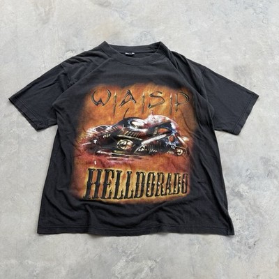 Vintage 90s 1999 WASP Helldorado Double Sided Band Tee Size Medium Grunge Music