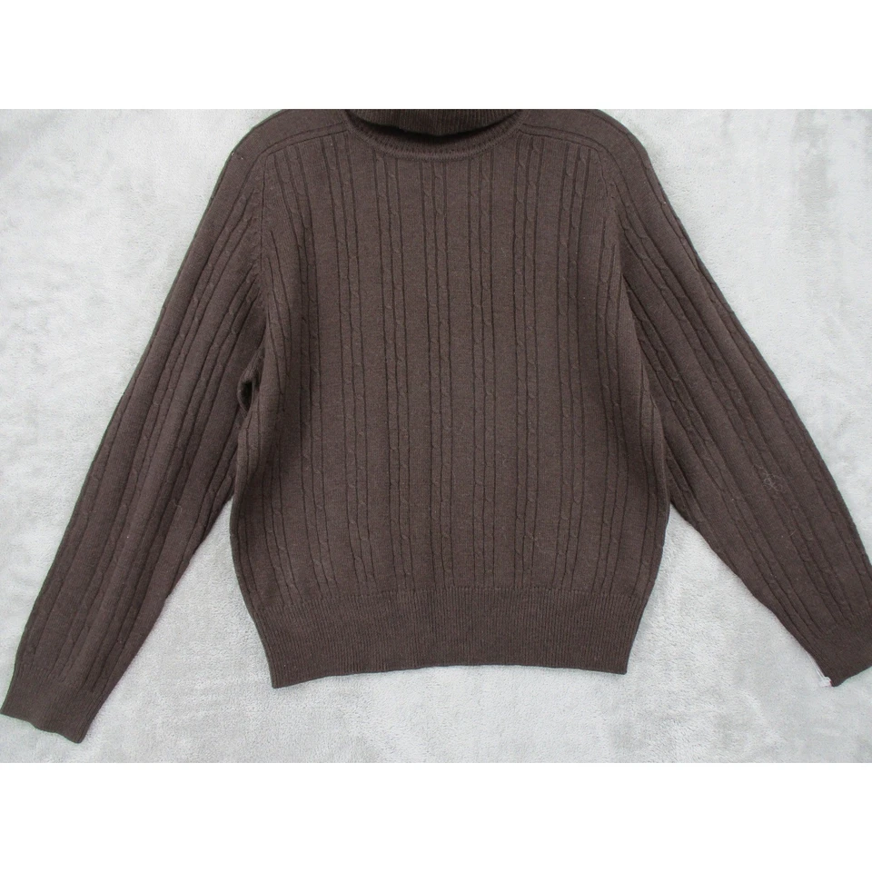Suéter Vintage Liz Claiborne Mujer Pequeño Lana Merino Tejido con Cable Cuello Alto Foto 4 de 4