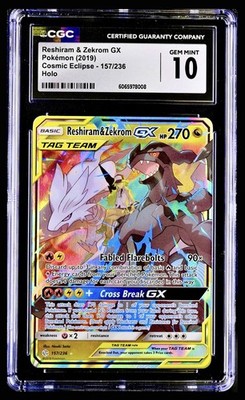 Pokémon 2019 Reshiram & Zekrom GX 157/236 Tag Team Cosmic Eclipse