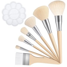 Gilding Brush Set, 7 Pcs Goat Hair Blend Mop Brush Set with Color Palette for...