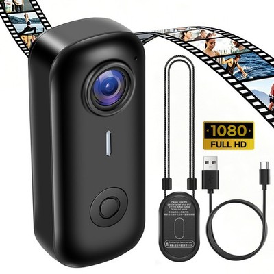 Action Camera Magnetisches Action Cam 1080P Helmkamera Mini Body Kamera Schwarz