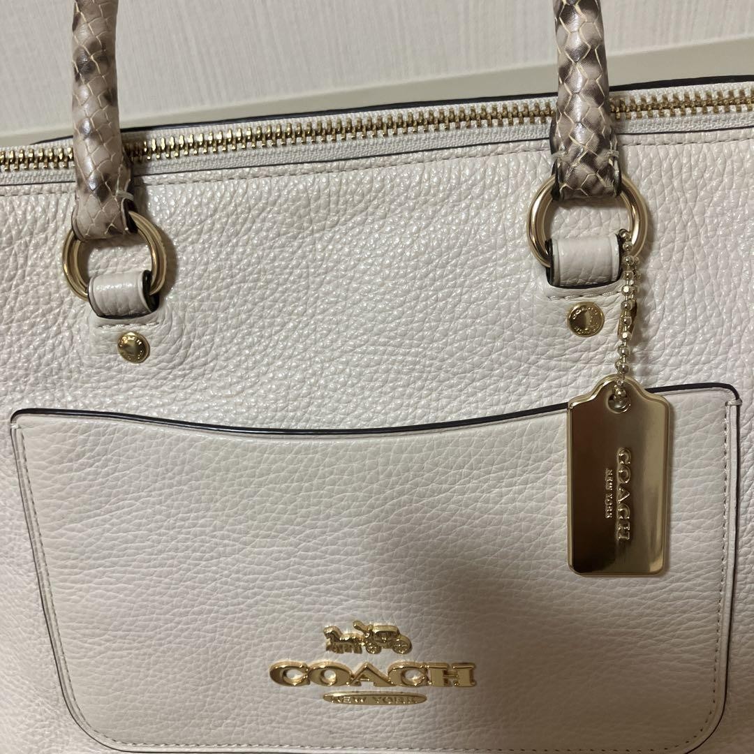 Coach White Python Leather 2-Way Shoulder Bag Ele… - image 13