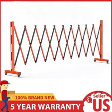 11 FT Expandable Barricade Gate ,Metal Outdoor Traffic Folding Safety Barrier