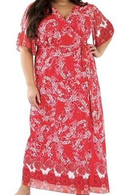 Maree Pour Toi Wrap Maxi Dress Women's 20 Floral Flutter Sleeve NEW