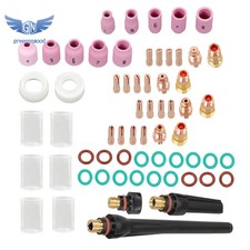 63Pcs TIG Welding Torch Stubby Gas Lens Pyrex Glass 10 Cup Kit for WP-17/18/26
