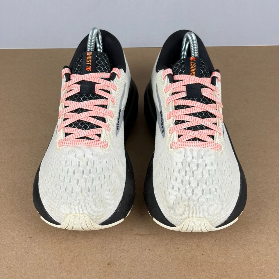 Brooks Ghost 16 Athletic Running Shoes Womens 6.5 White Pink Black Low Top - Image 2 of 4