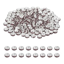 4mm Rondelle Spacer Bead, 200 Pcs Rhinestone Loose Bead, Silver/Purple