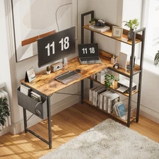 47 Inch Computer Desk with Bookshelf, Corner Desk with Storage, L Shaped Desk...