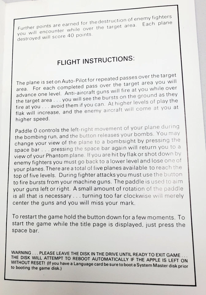 Apple II ~ Phantoms Five (1980) Instruction Manual ~ Sirius Software ~ RARE!! - Image 4 of 4