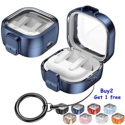 For Galaxy Buds 4 / 4 Pro Shockproof Clear Safety Lock Rugged Case with Keychain