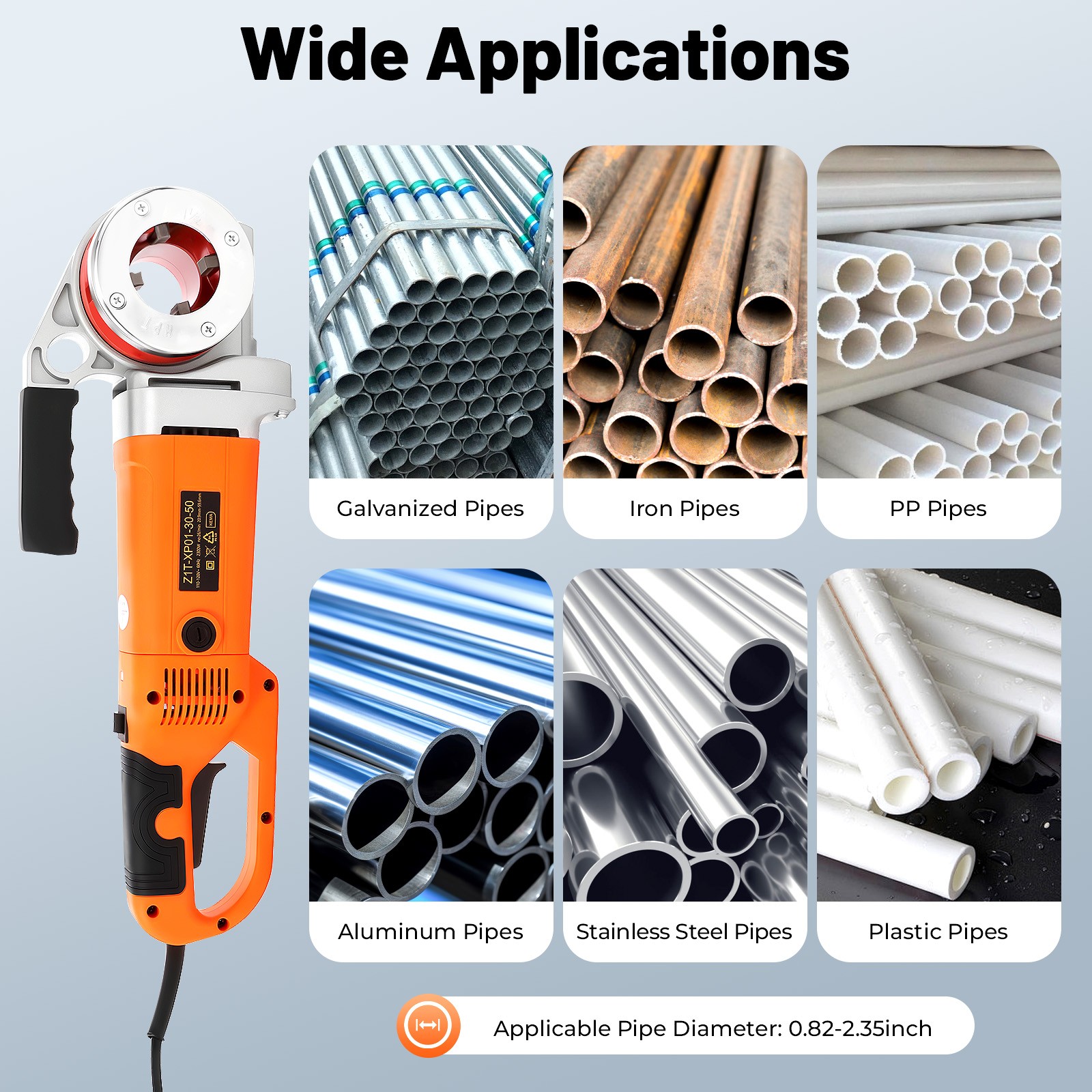 2300W Electric Pipe Threader Pipe Threading Machine 6 Dies 1/2-2" HD Pipe Cutter