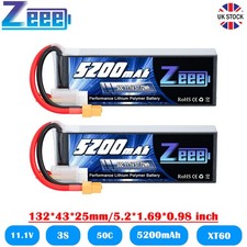 2x Zeee 3S Lipo Battery 5200mAh 50C 11.1V XT60 Soft Case for RC Airplane Heli