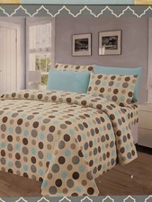 Hotel Bamboo Collection 1800 Queen 6-Piece Cotton Percale Sheet Set Polka Dot