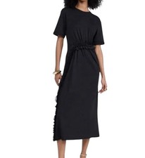 ULLA Johnson Lilia Midi Dress Women’s Small Organic Cotton Black Formal $490