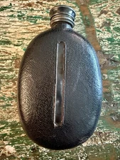 Vintage German Glass Lined Flask c1940 Leather Wrapped Intact Desirable VG