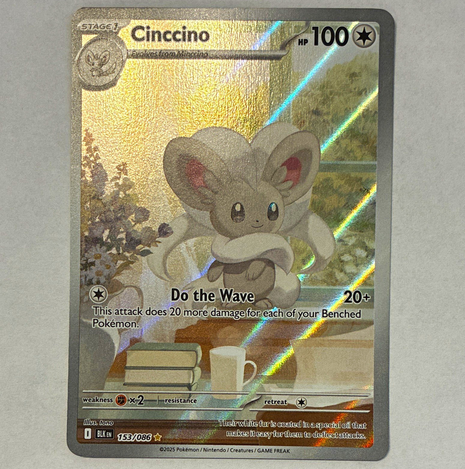 Pokemon TCG Cinccino 153/086 Sv: Black Bolt Illustration Rare Holo Full Art