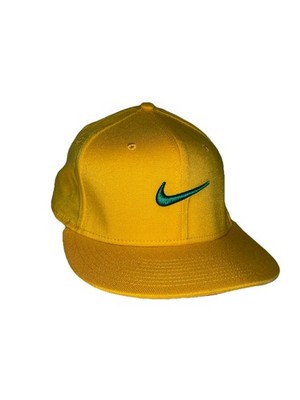 Nike True One Size Fits Most Stretch Fit Cap Hat, Yellow With Green Logo