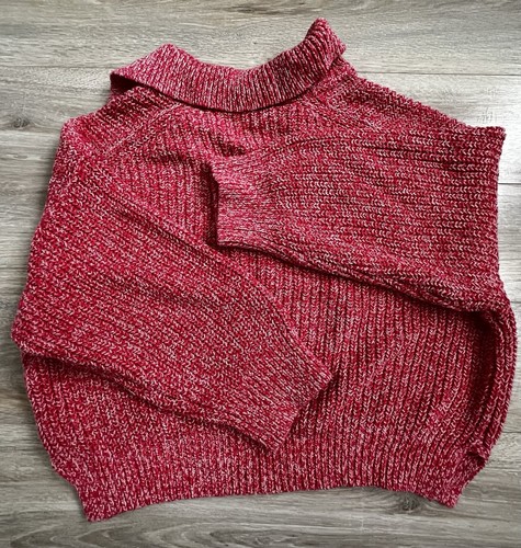 Free People Love This City Pink Marled Knit Cropped Boxy Sweater Size L Boho - Picture 12 of 14