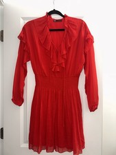 Zara Women's Red Long Sleeve Dress Vibrant,