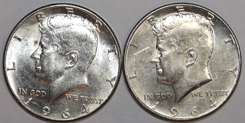 1964-D and 1964-P Kennedy Half Dollars - AU - Details - #2627K50