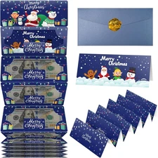 Christmas Money Gift Cards Envelope for Cash, Money Holder with 10 Slots for Cas
