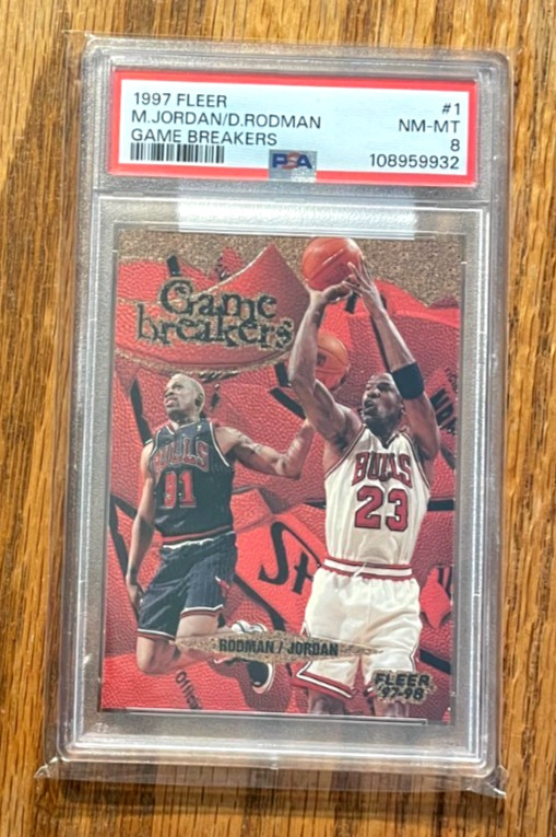 1997 Fleer Michael Jordan/Dennis Rodman #1 Game Breakers PSA 8 - RARE! - READ