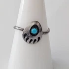 Vintage Sterling Silver Turquoise Bear Claw Ring Native American Size 7.5