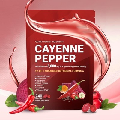 Supplement, Supports Leg Vein, 240 Softge /1 Bag Cayenne Pepper Softgels DE