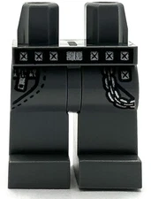 Lego New Minifigure Pants Legs Black Belt with Silver Buckle and Studs Chain