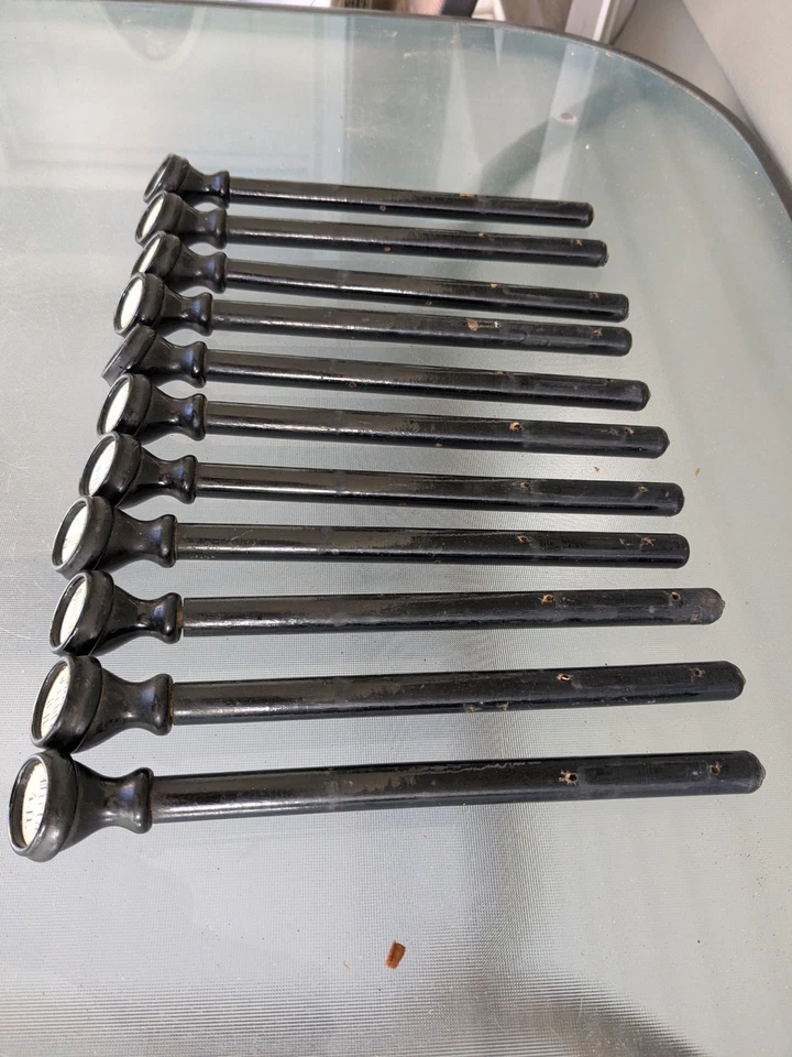 Fantastic Set Of 11 Angled Pump Organ Pulls Stops With Great Inserts Circa 1902 - Image 3 of 4